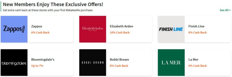 RebatesMe Merchants New Member Offers