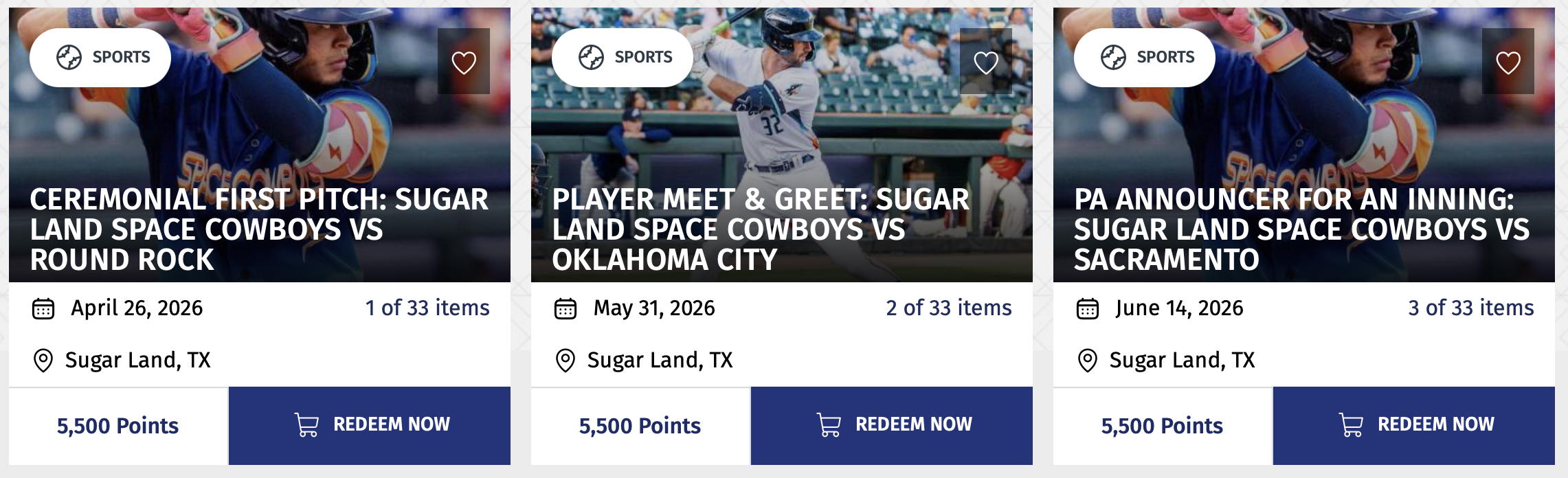 Screenshot of VIP Experiences