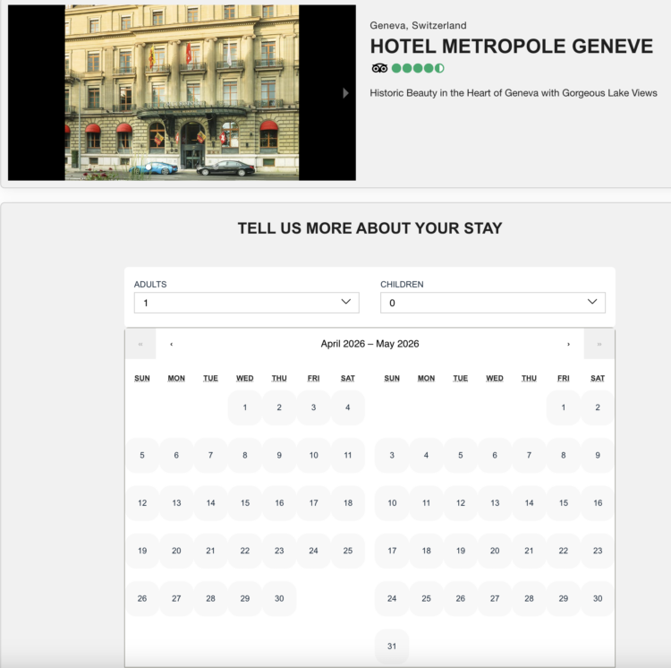 Hotel Metropole Geneve award booking