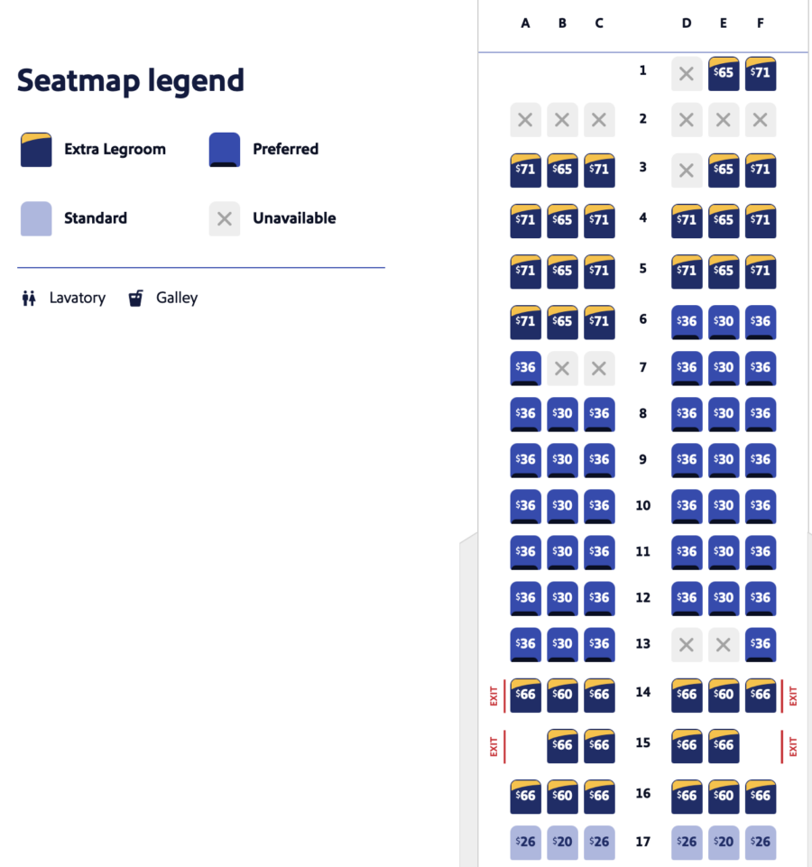 Southwest seat choice prices