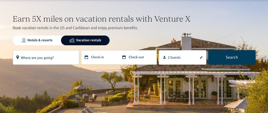 Screenshot of Capital One Travel