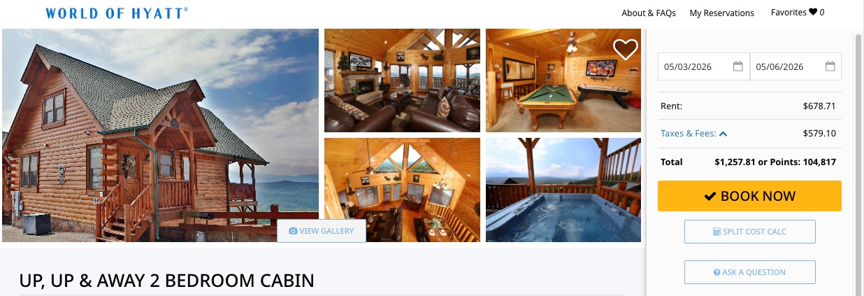 Screenshot of Hyatt Homes and Hideaways