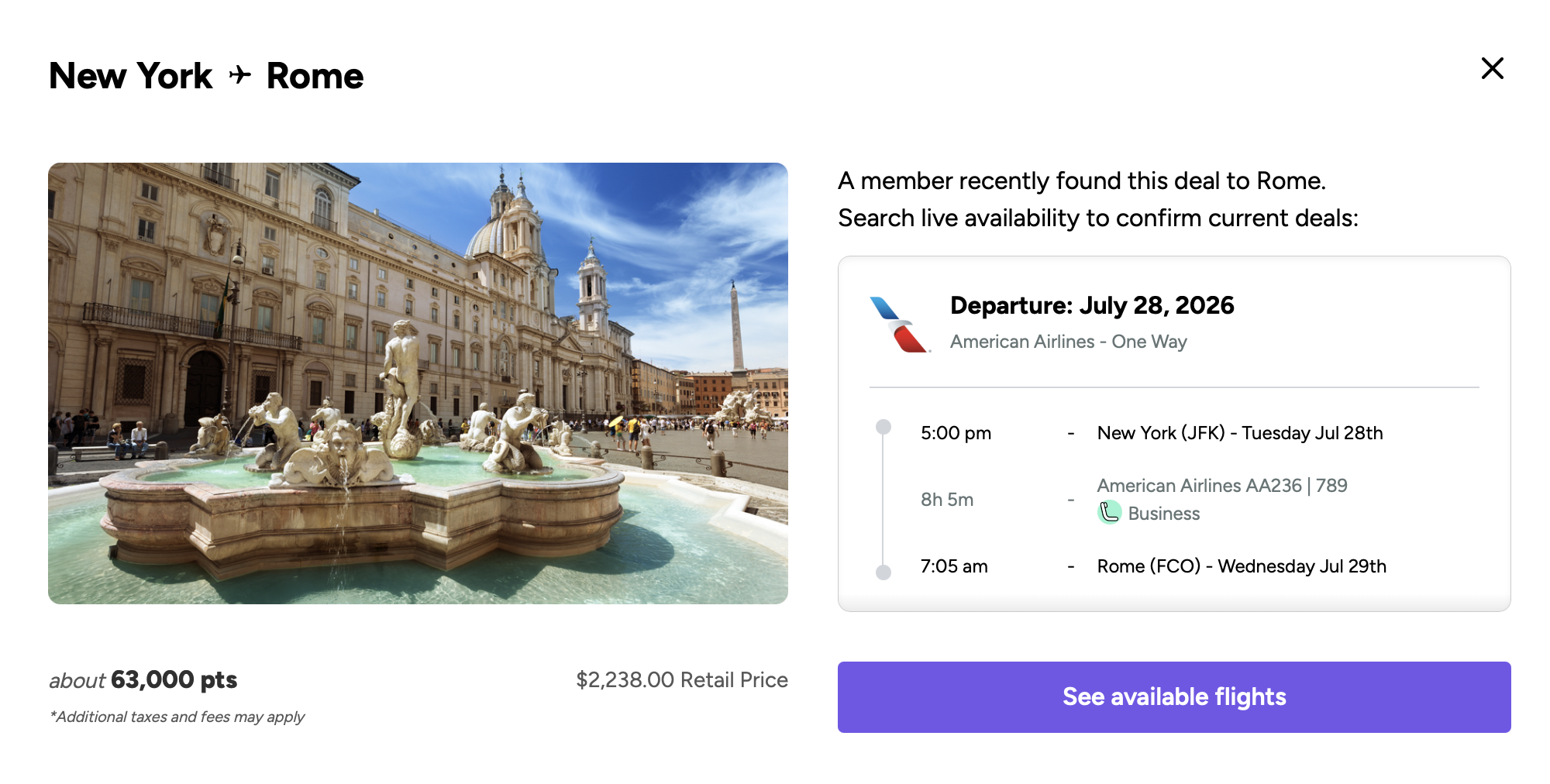 Point.me search result page