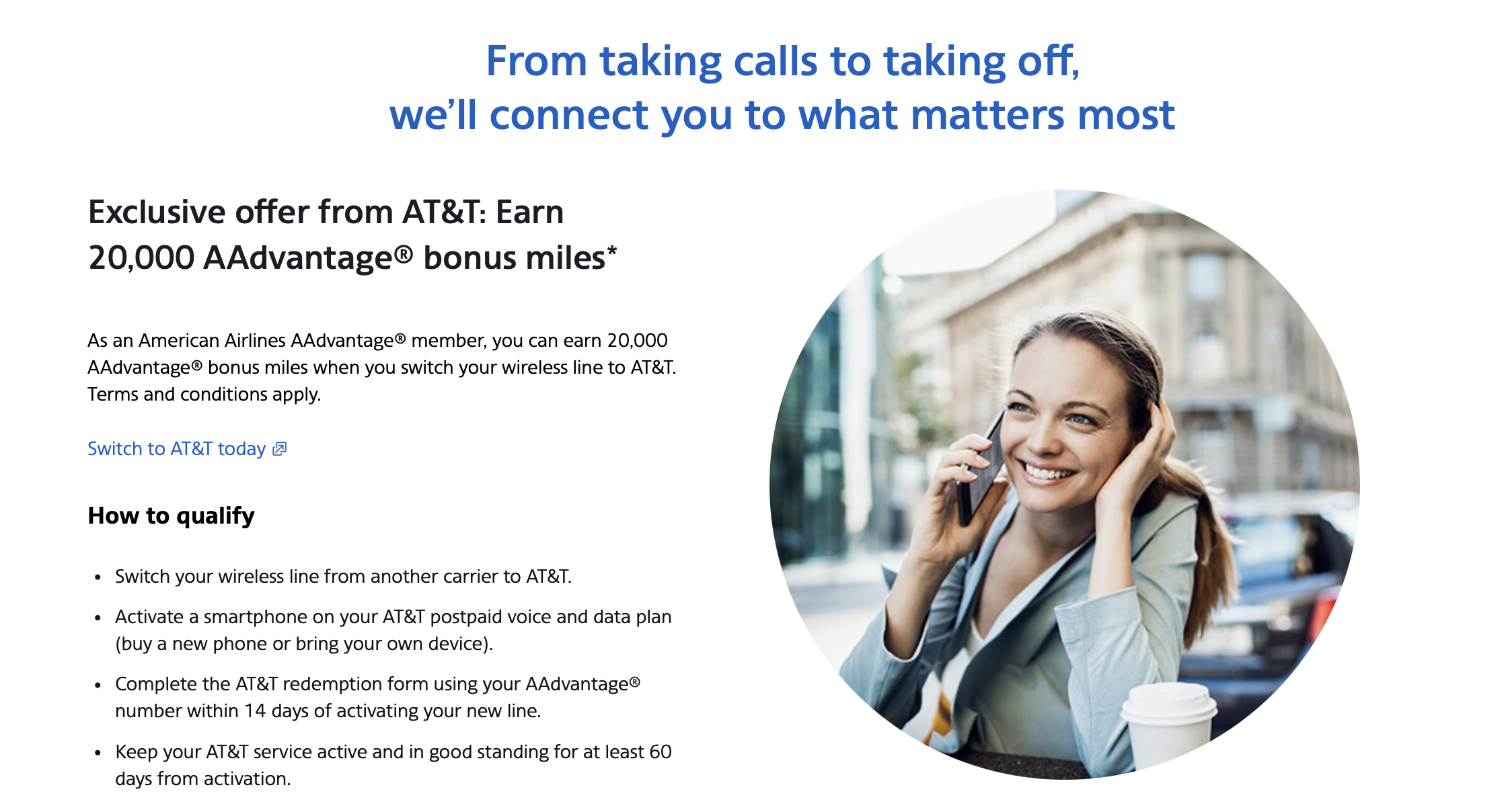 Screenshot of AAdvantage/AT&T offer