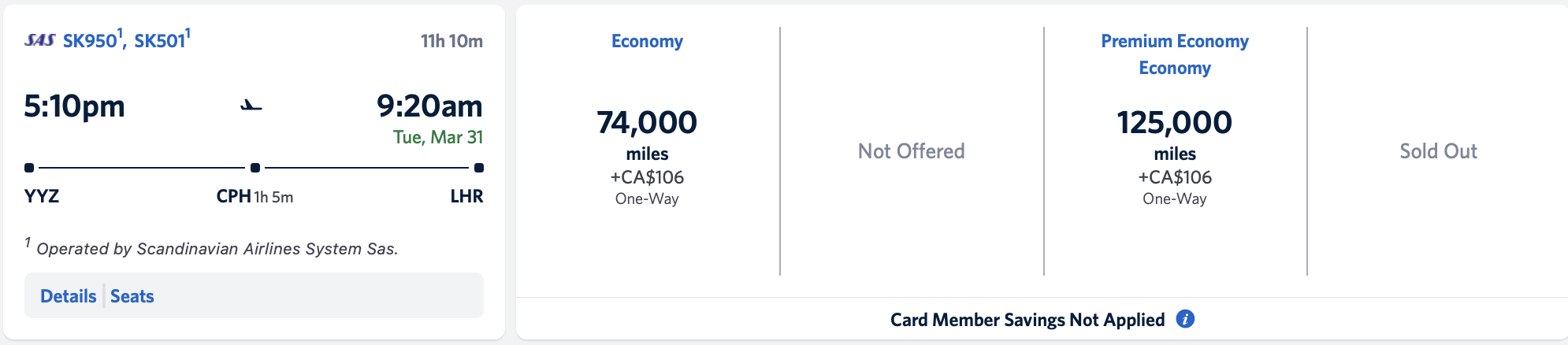Screenshot of Delta award availability