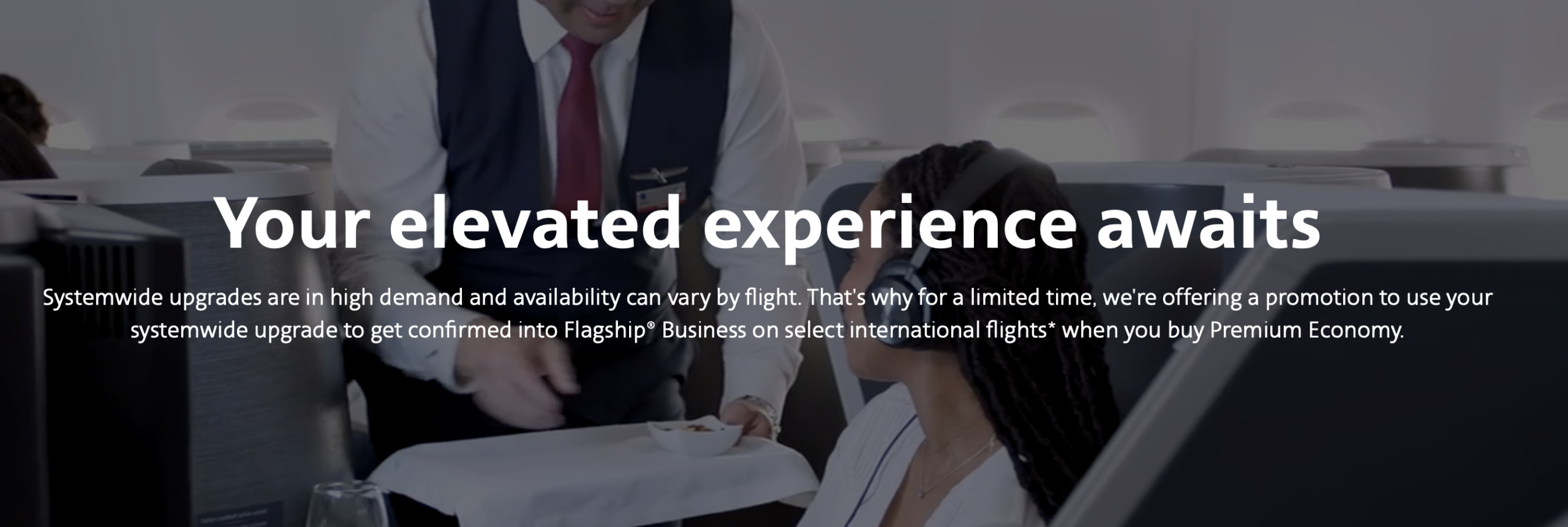 Screenshot of American systemwide upgrade offer