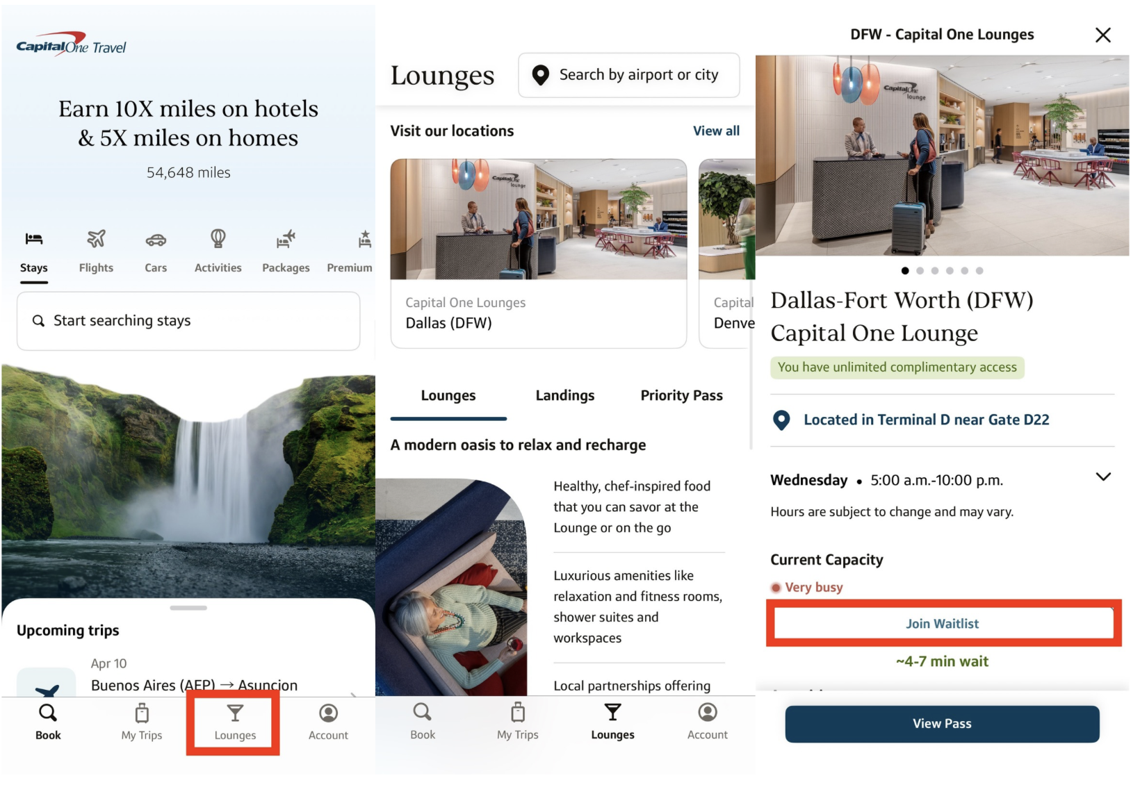 Screenshot of Capital One Travel app