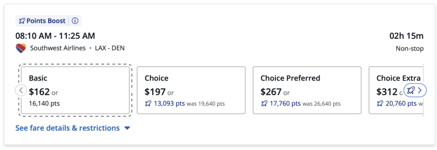 Booking Southwest through the Chase portal