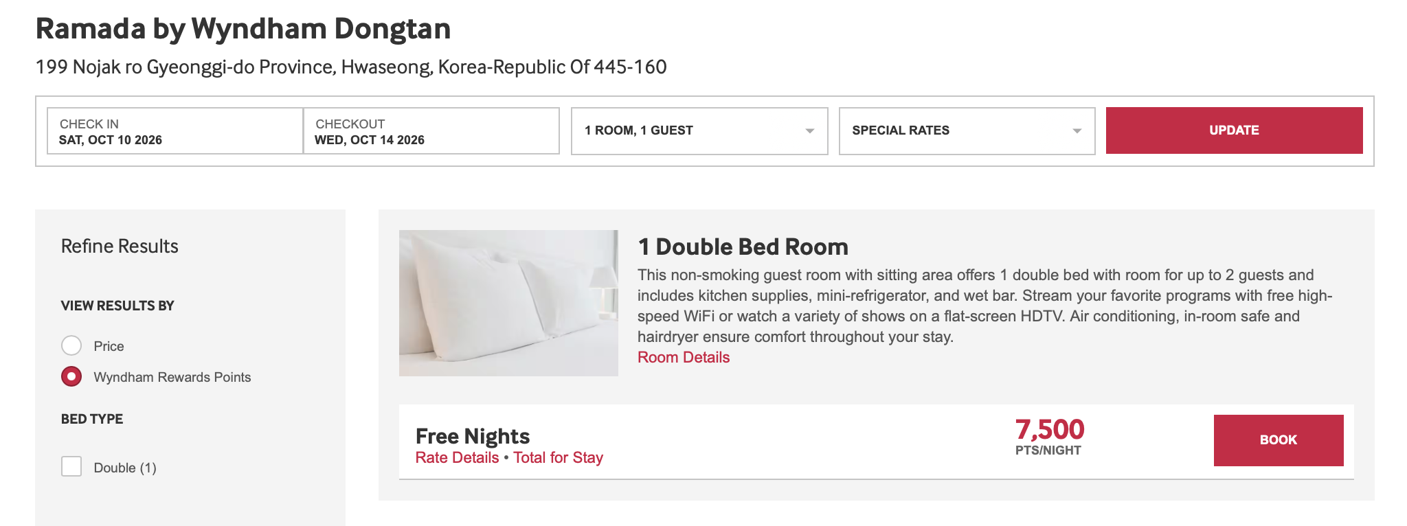 Ramada by Wyndham Dongtan award redemption