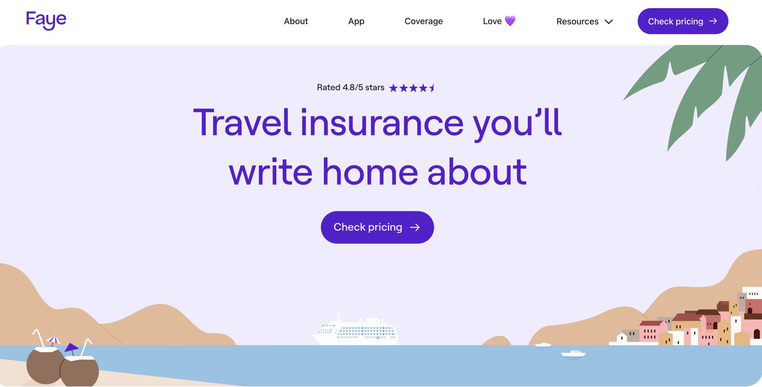 Screenshot of Faye home screen