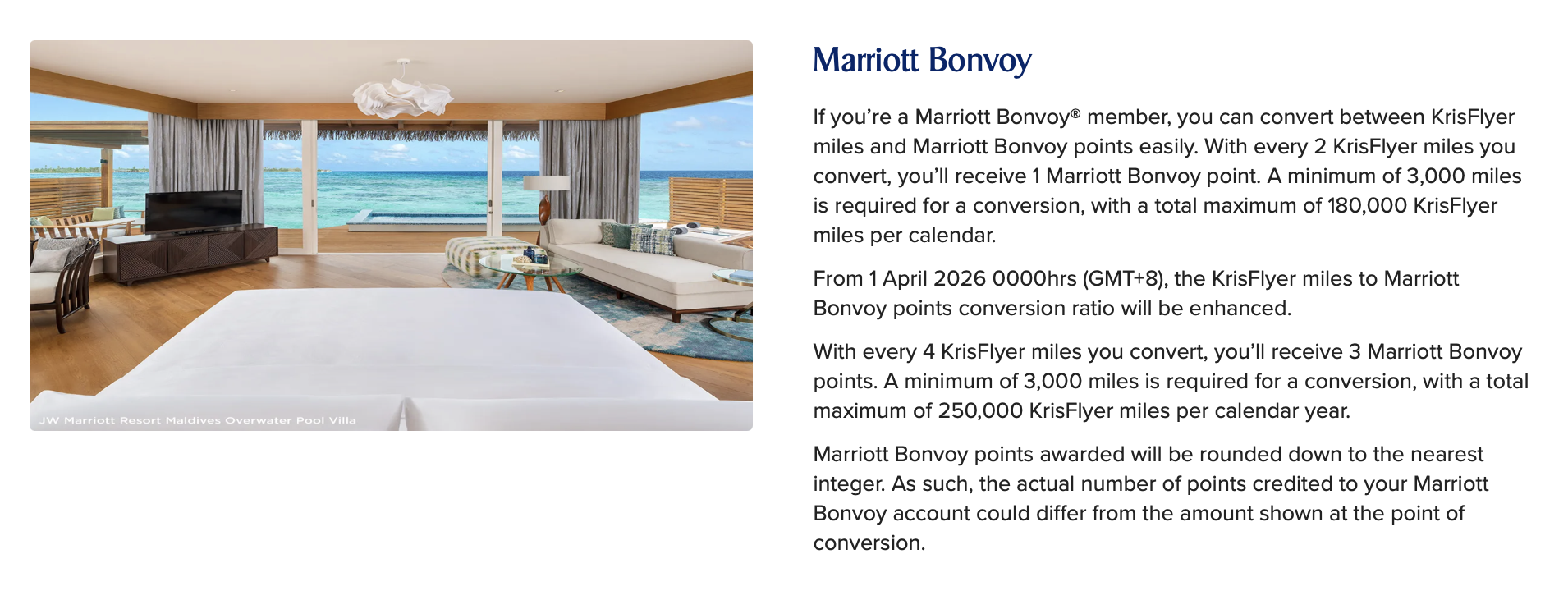 Screenshot of Singapore Airlines and Marriott Bonvoy partnership