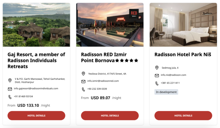 Radisson New Hotels