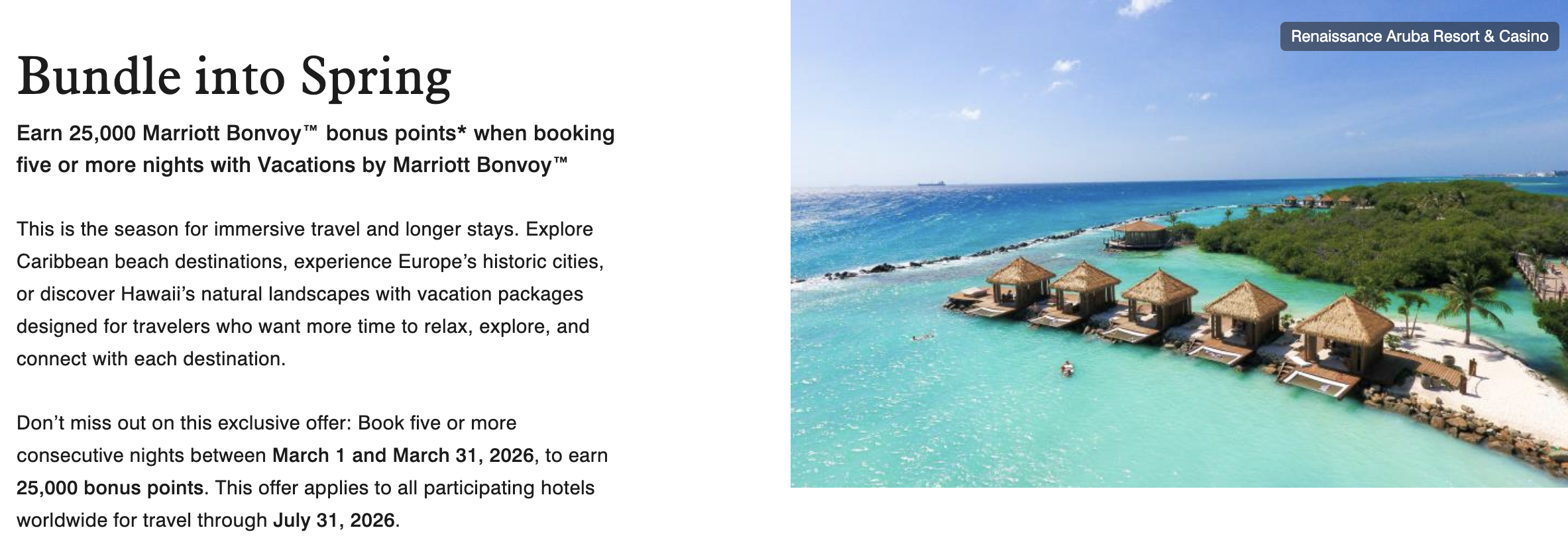 Vacations by Marriott March 2026 promo.