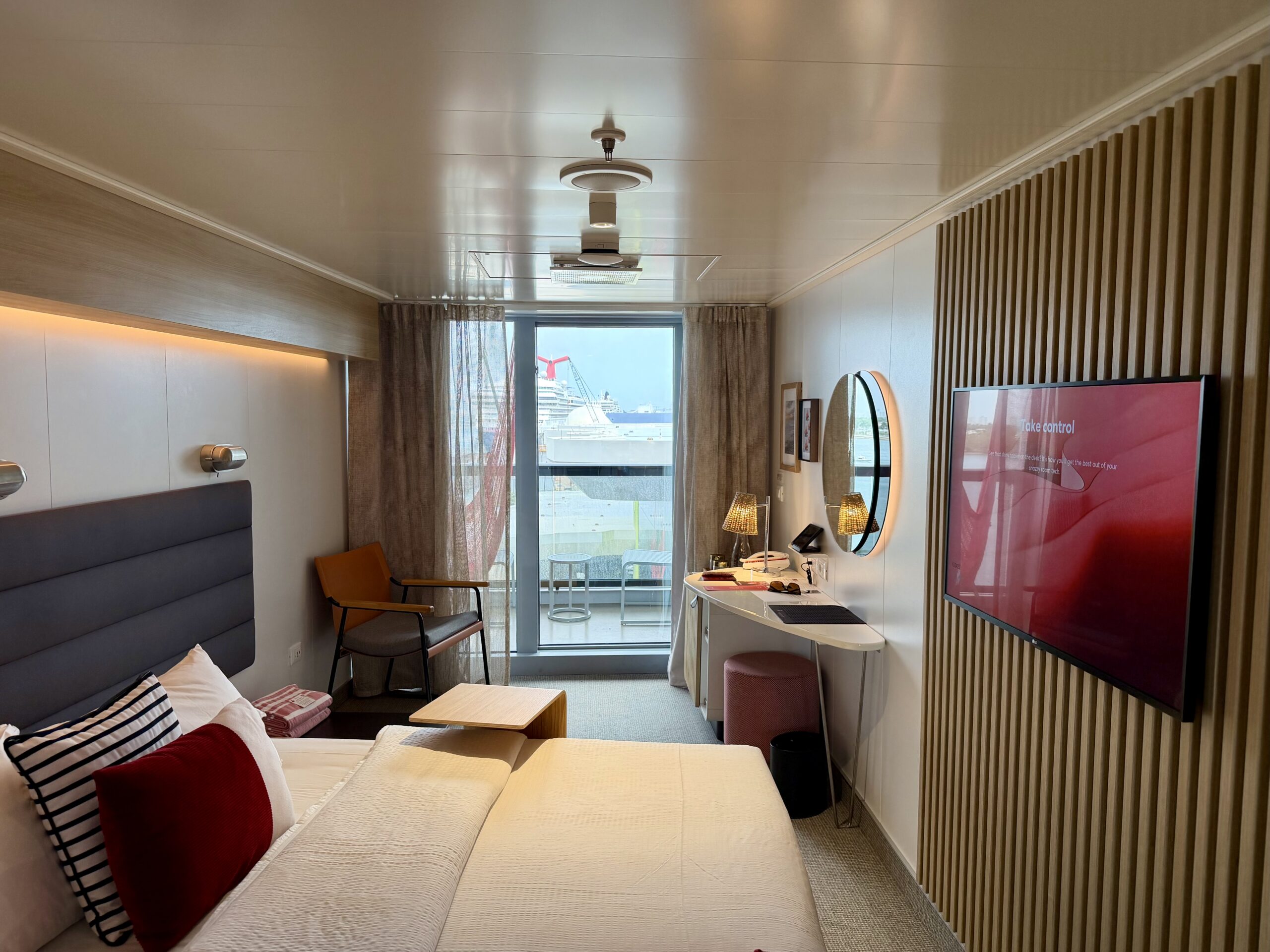 Virgin Voyages terrace stateroom.