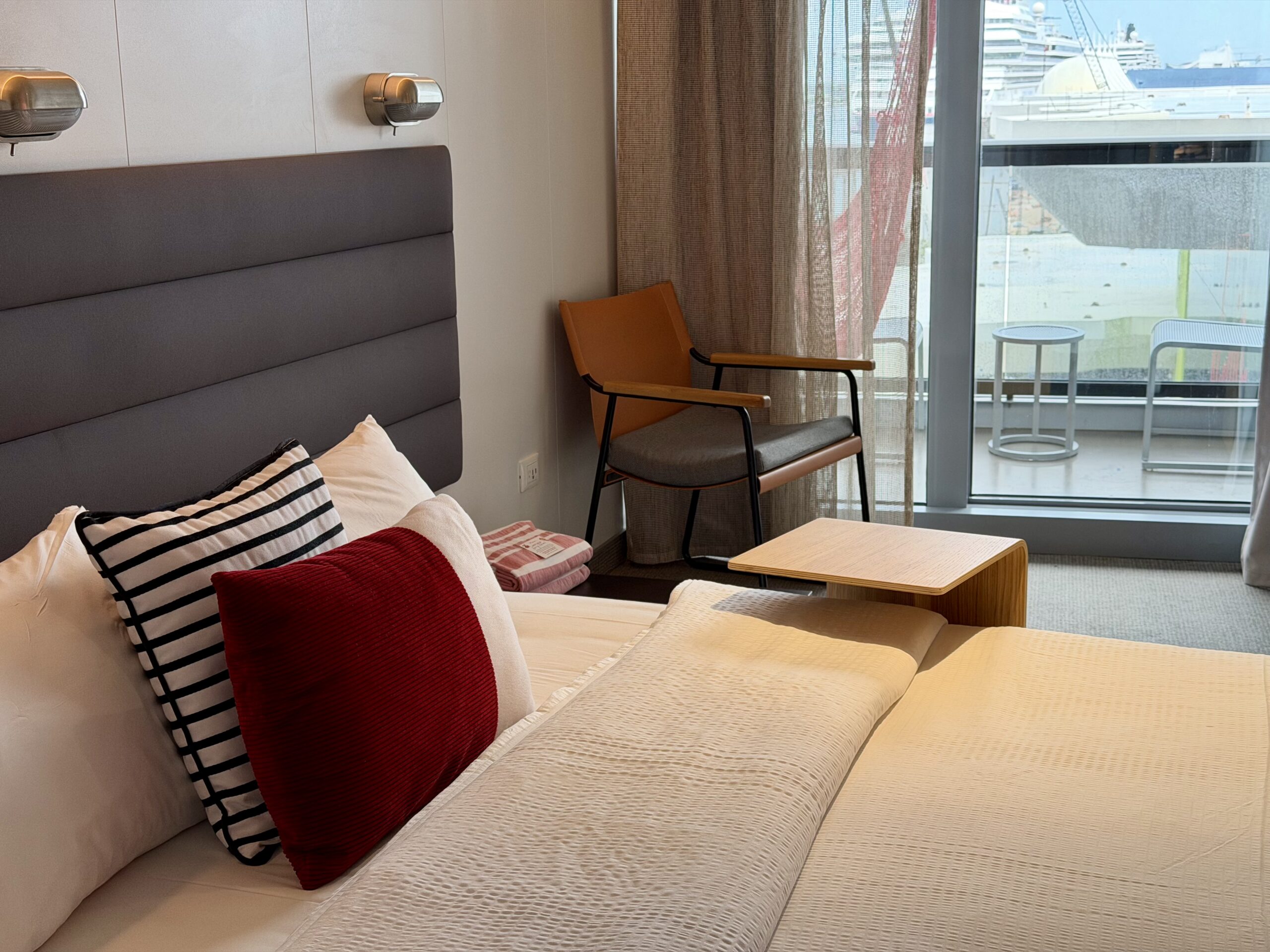 Virgin Voyages terrace stateroom.