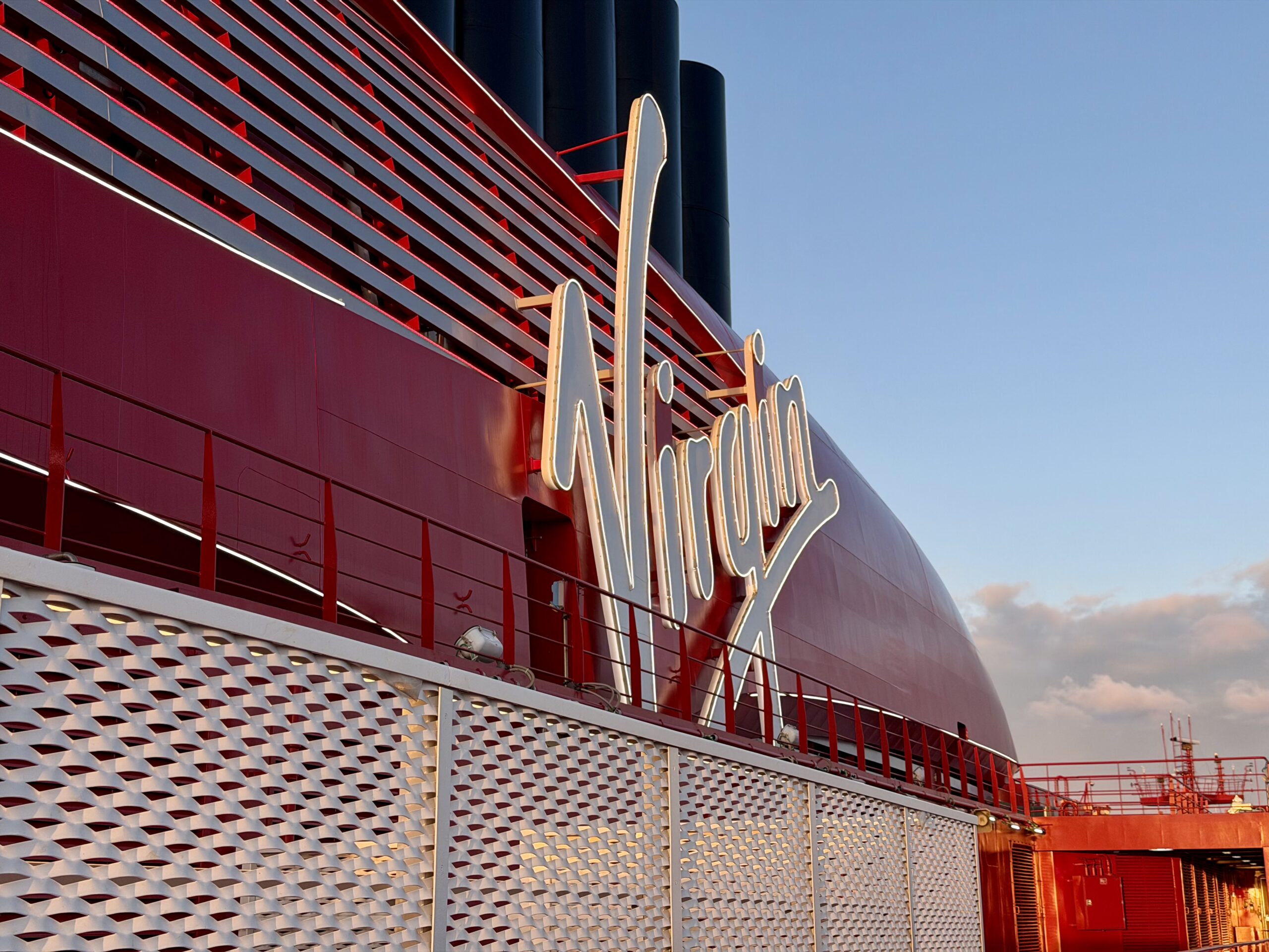 Smokestack of Virgin Voyages' Brilliant Lady.