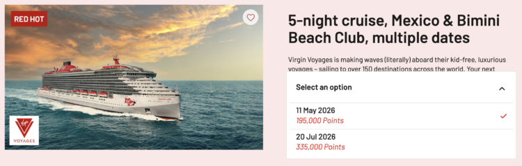 Booking a Virgin Voyages sailing using Virgin Red points