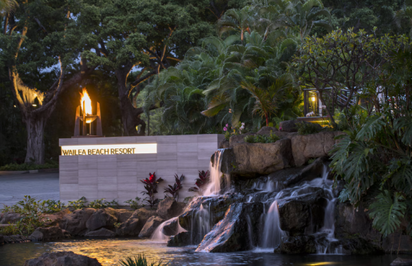 The entrance to the Wailea Beach resort in Maui