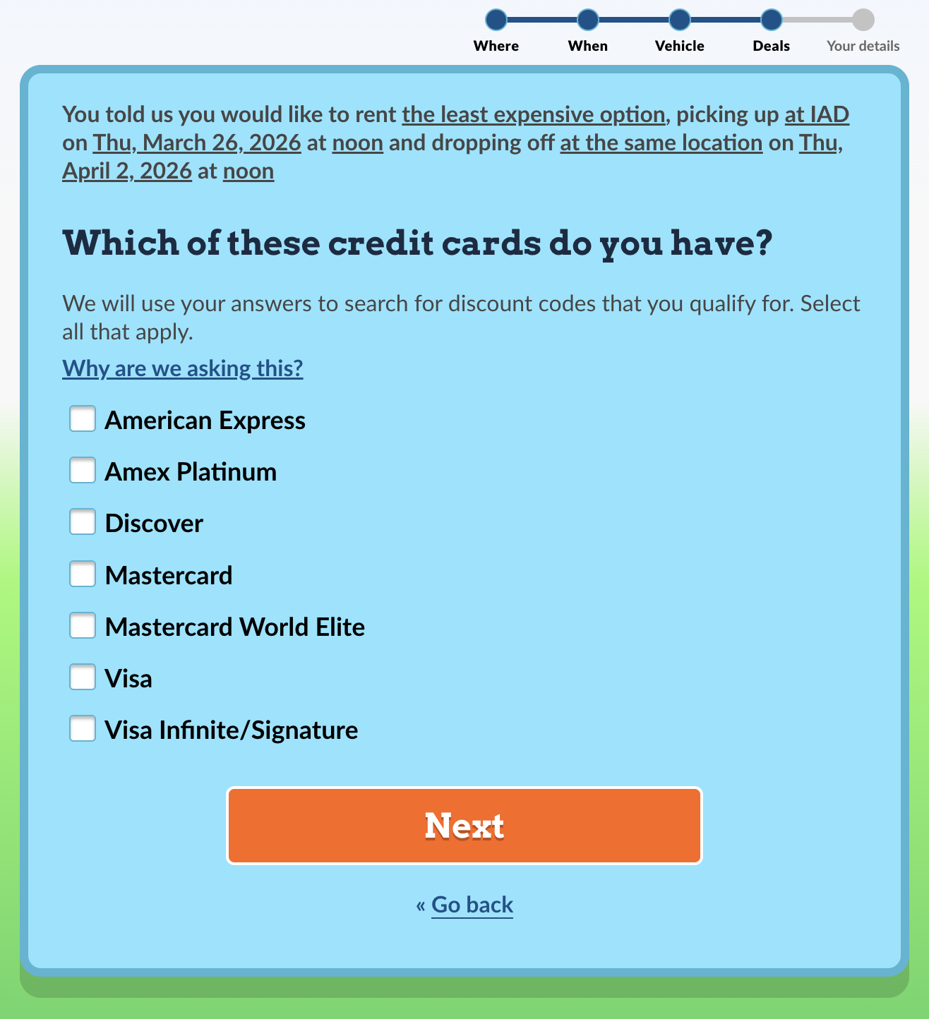 Autoslash credit card input form