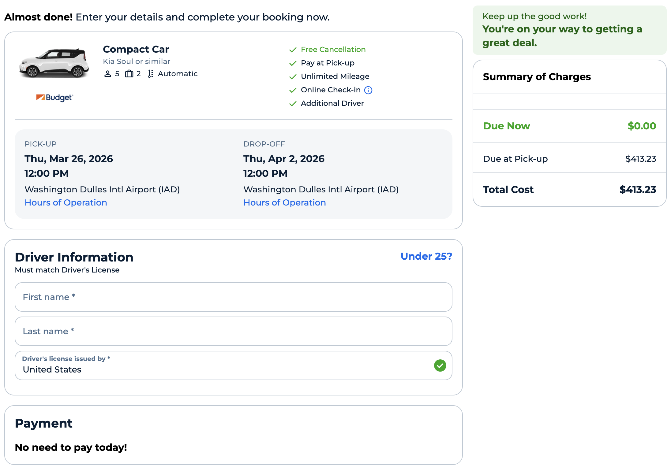 Booking Autoslash rental deal through Priceline