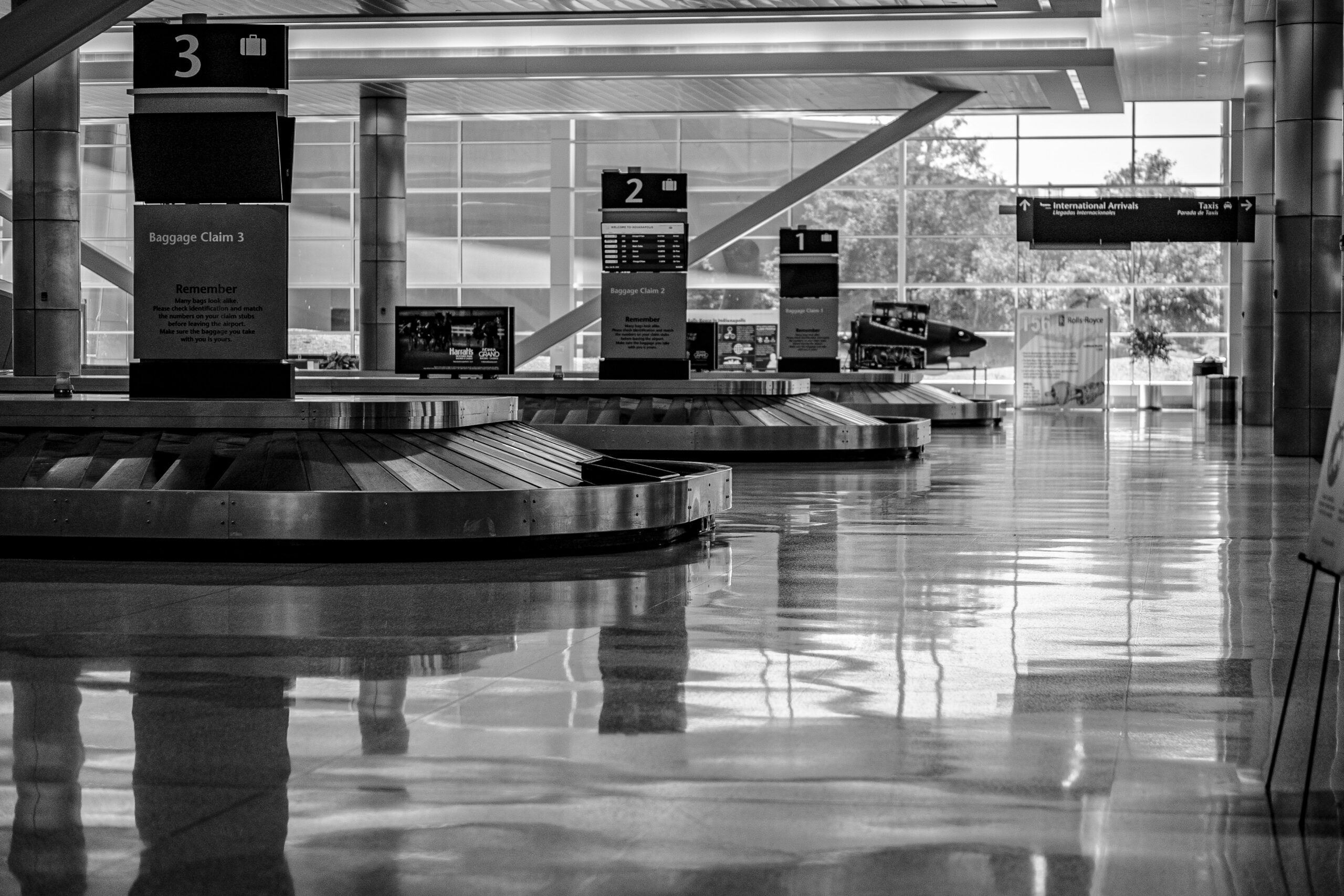 3 empty baggage claims