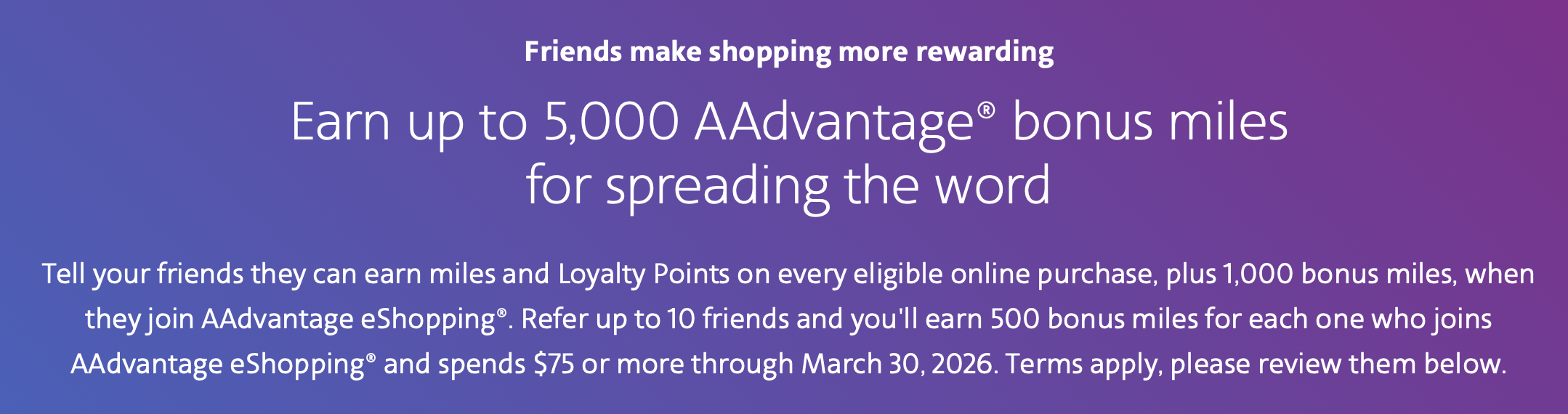 American Airlines eShopping referral promo.