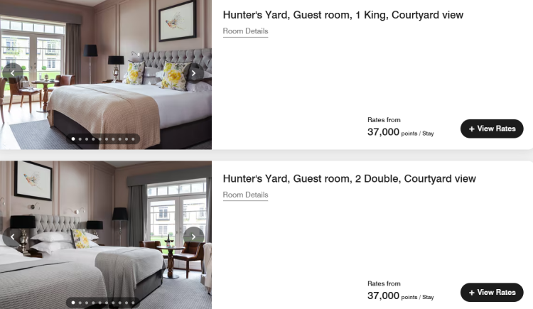 The room types available at Mt. Juliet, Autograph Collection