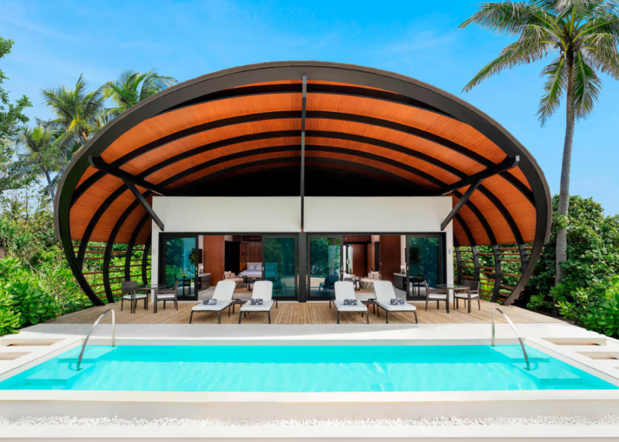 A villa with private pool at the Westin Miriandhoo Resort in the Maldives