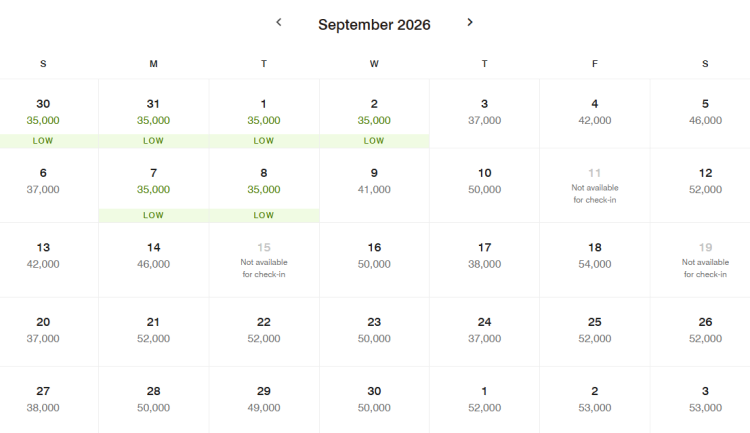 A Marriott award calendar shows rates for the Williamsburg Lodge.