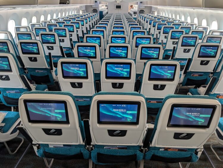 Alaska Airlines 787-9 economy seatback screens