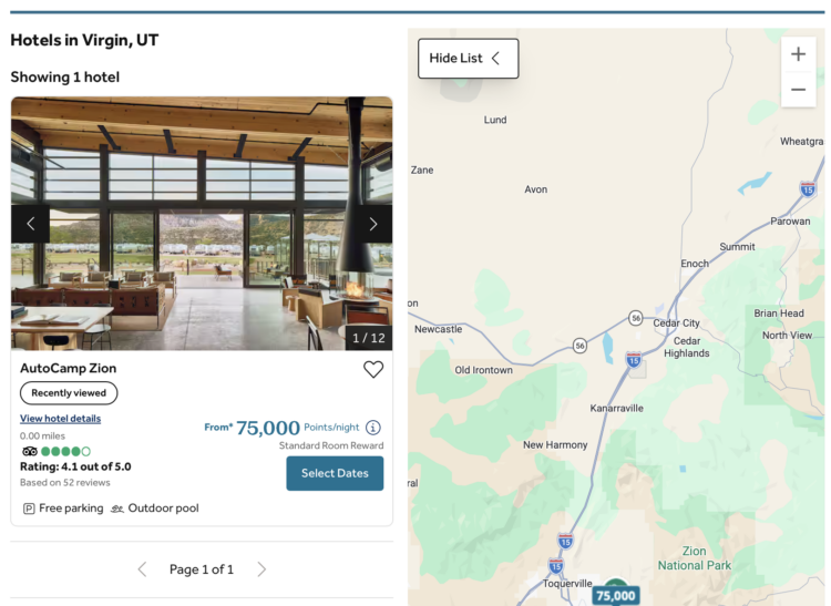 Screenshot of Hilton AutoCamp award