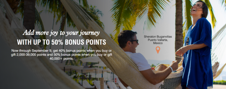Banner image advertising buying Marriott points with up to a 50% bonus
