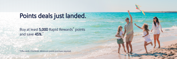 Screenshot of Points.com buy Southwest points promo banner