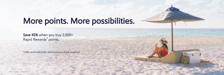 Screenshot of Points.com buy Southwest points promo banner