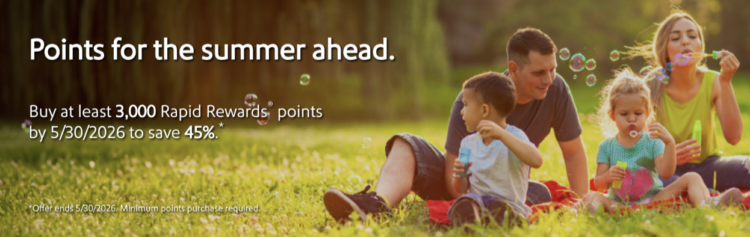 Screenshot of Points.com buy Southwest points promo banner.