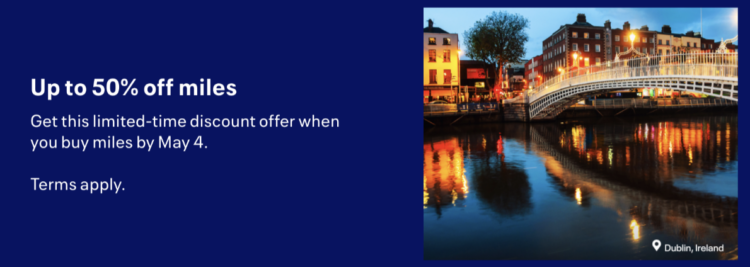 Screenshot of United Airlines buy miles promo banner.