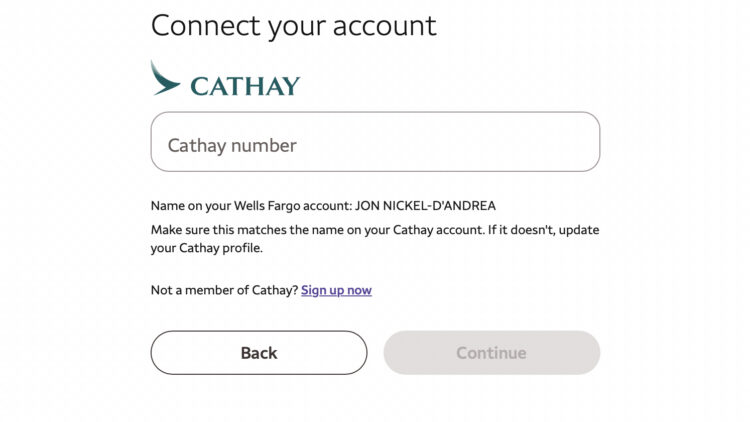 Wells Fargo transfers to Cathay Pacific Asia Miles