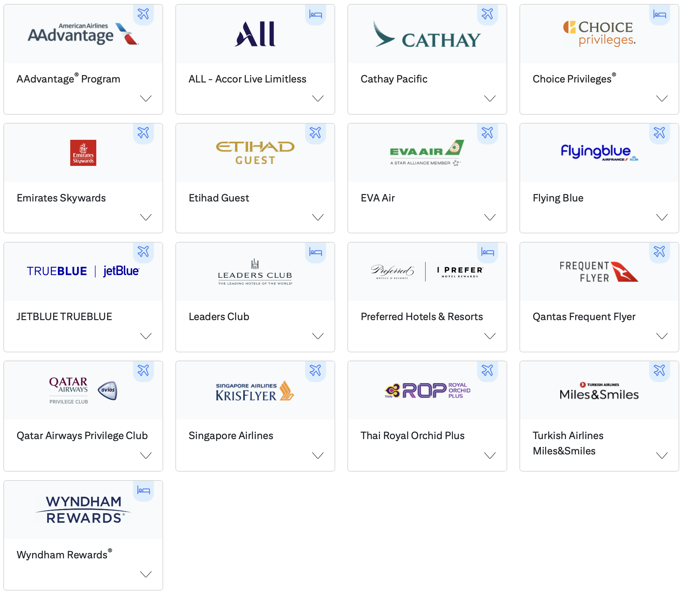 Screenshot of Citi ThankYou partners