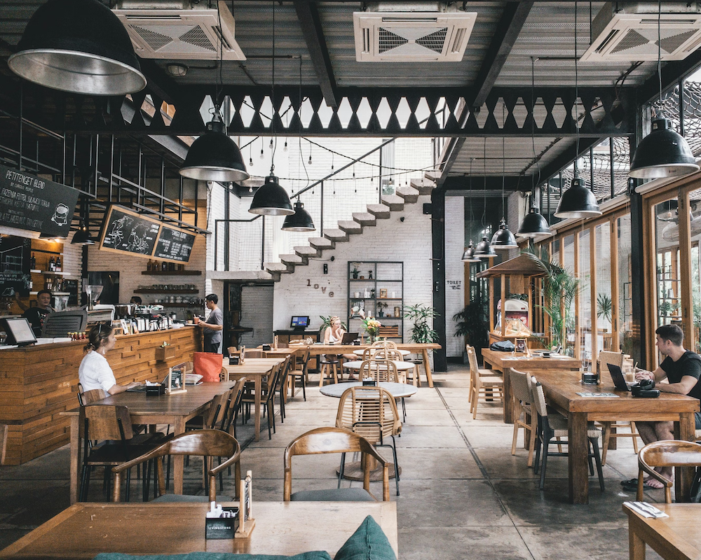 Interior of a coffee shop.