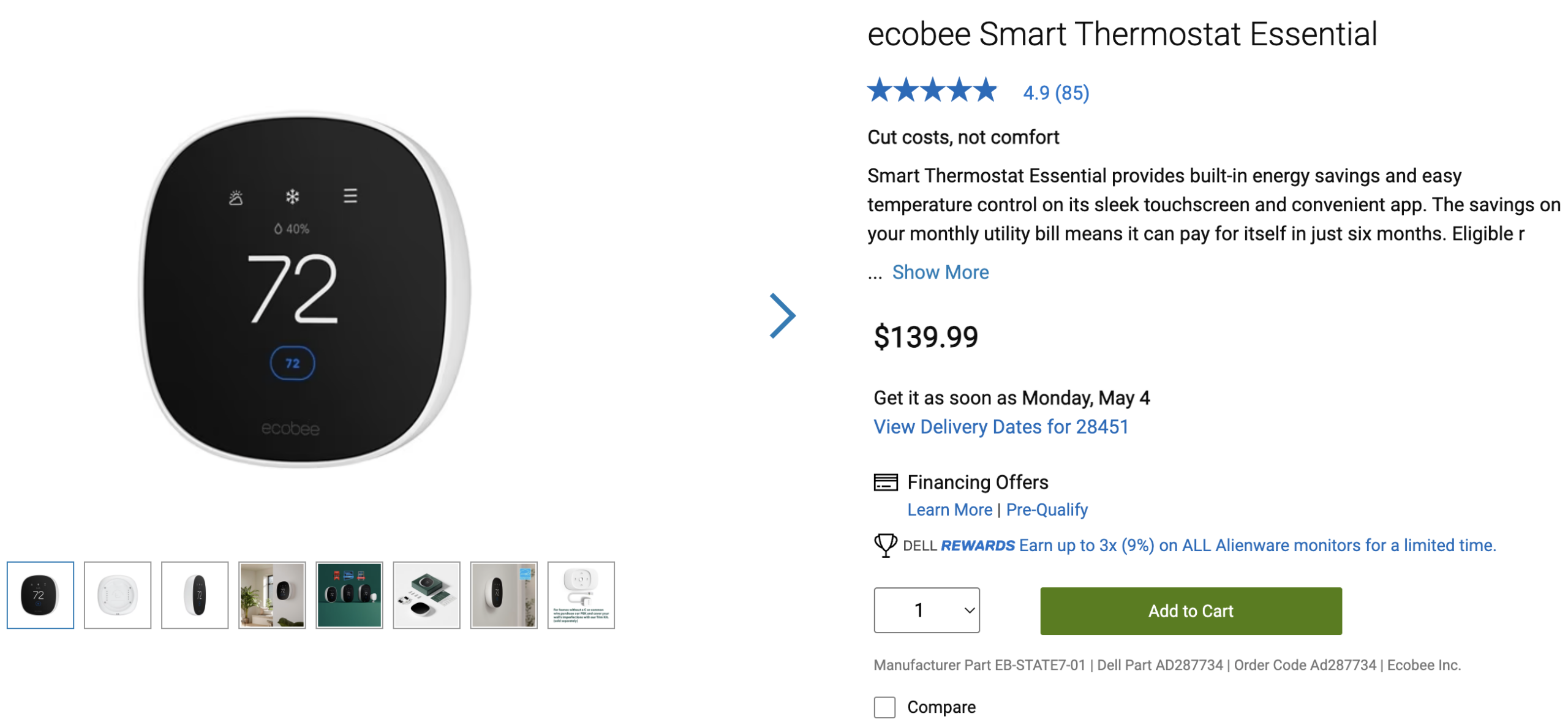 Product listing for 