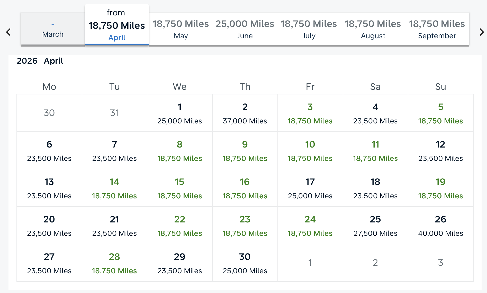Flying Blue award availability from JFK to CDG in April 2026