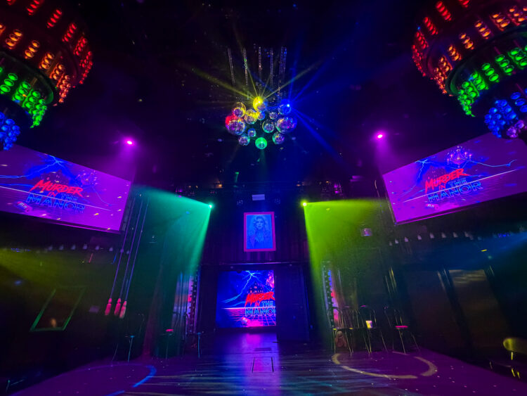 The Manor aboard Virgin Voyages Brilliant Lady, decked out for Murder in the Manor