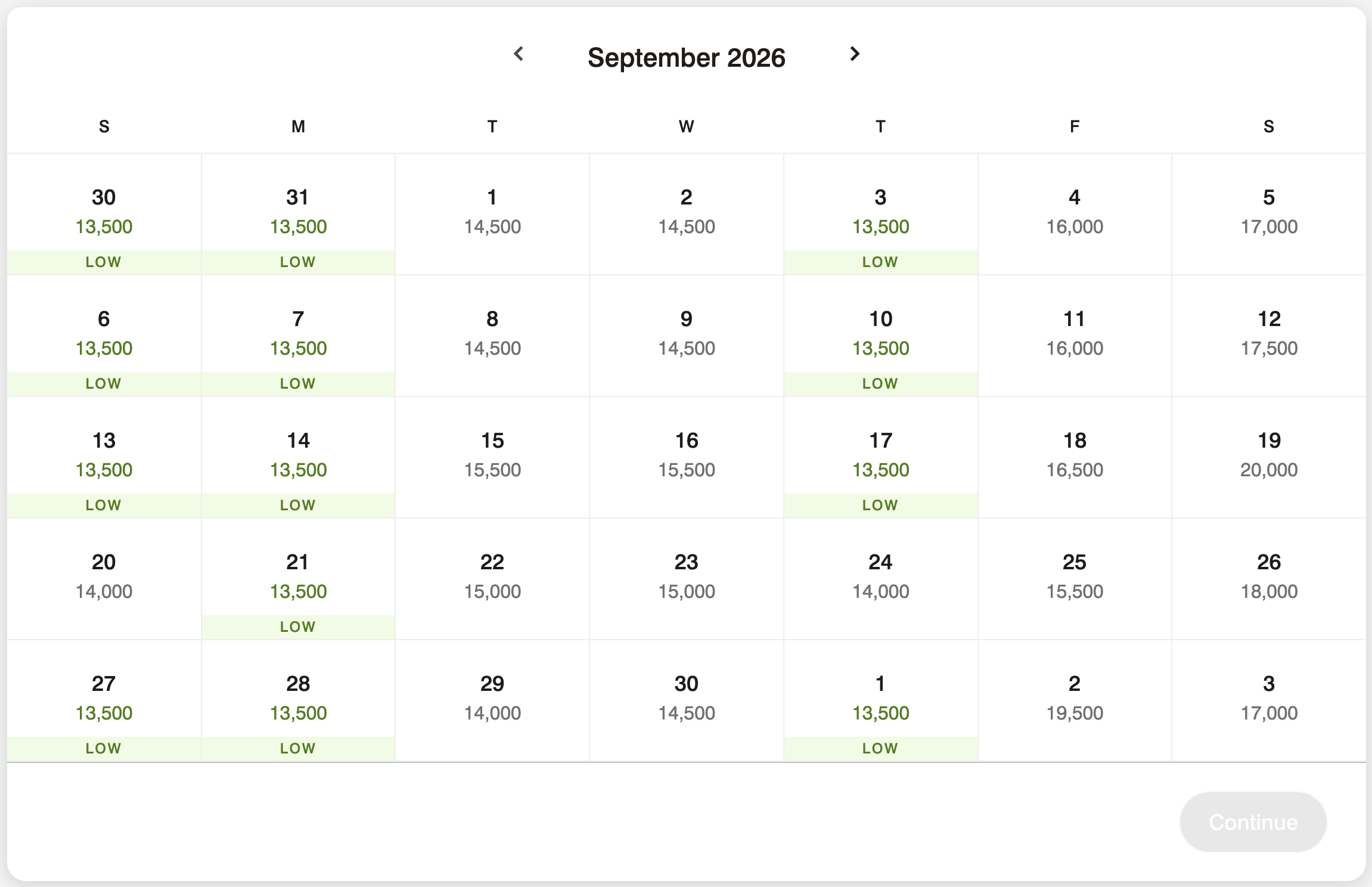 Screenshot of Aloft Tulsa award calendar