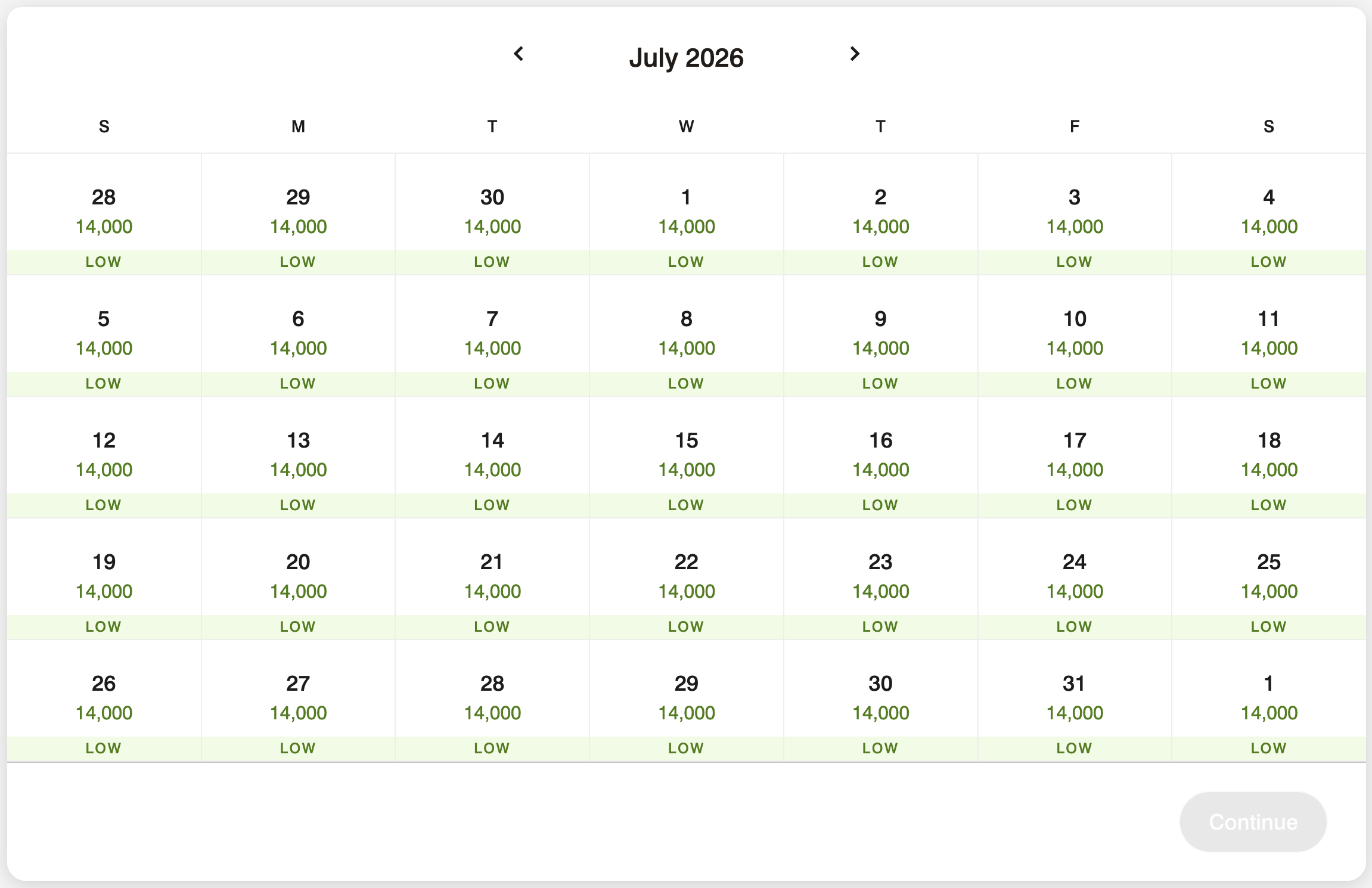 Screenshot of Courtyard by Marriott Kuwait City award calendar