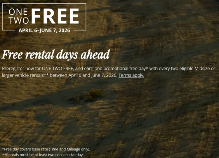 National Car Rental One Two Free 2026 Promotion