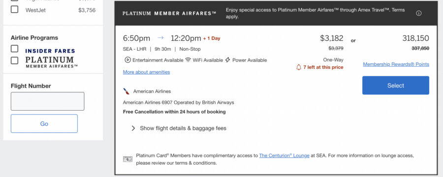 Platinum Member Airfares flight results