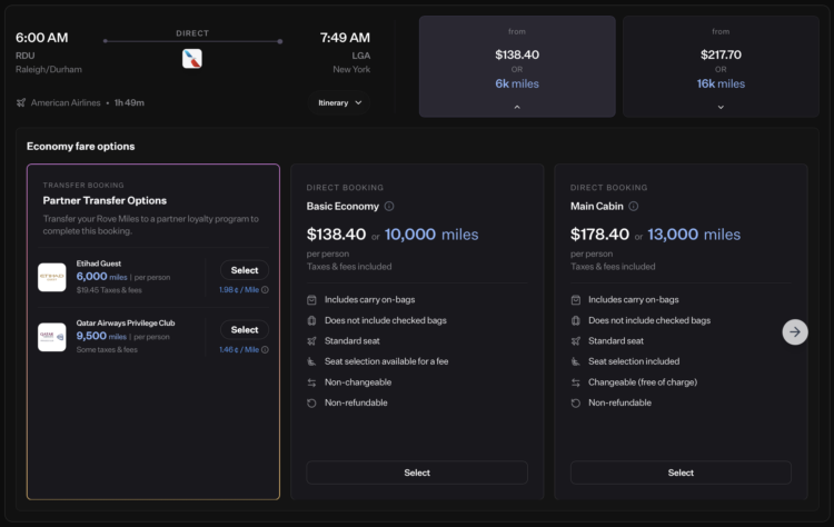 Rove flight price comparison