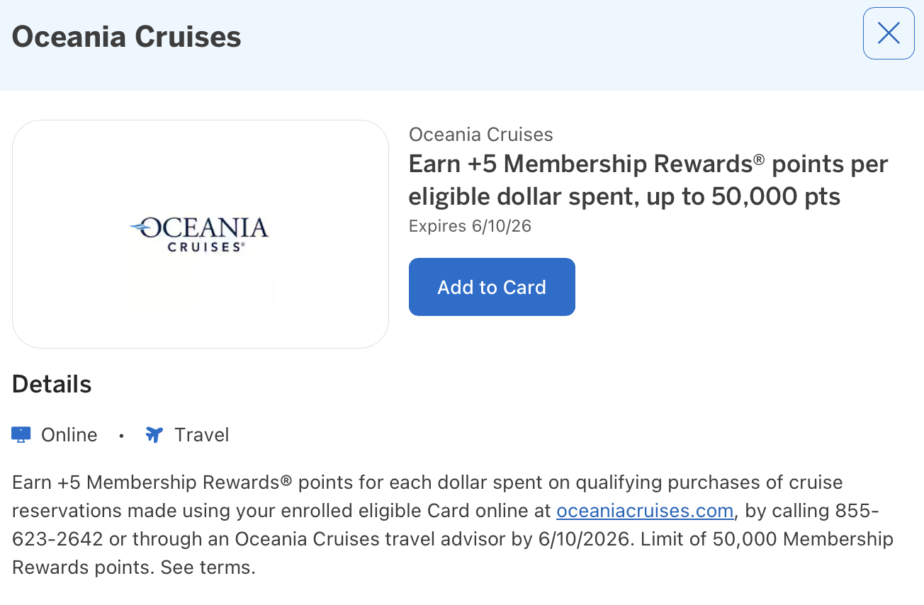 Oceania Cruises Amex Offer