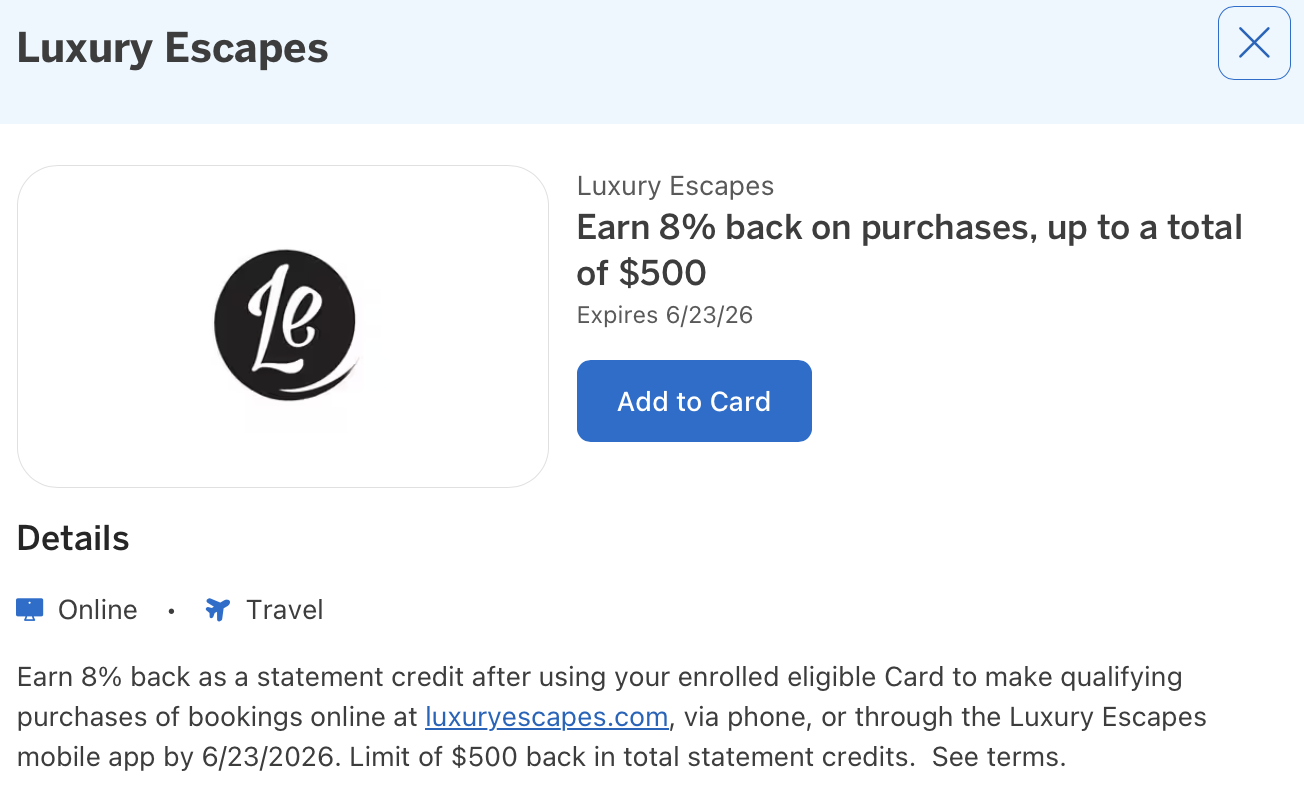Luxury Escapes Amex Offer