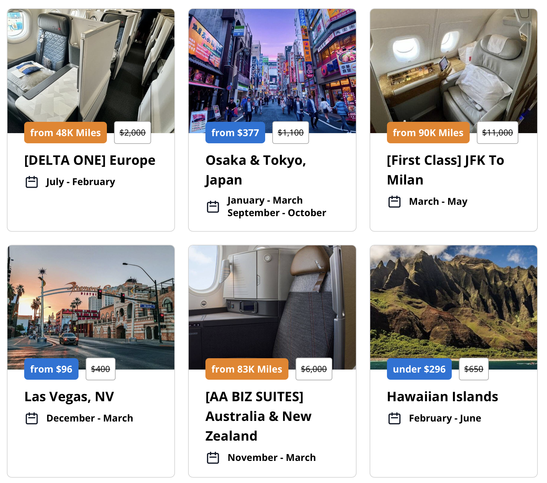 Six different deals found by Thrifty Traveler